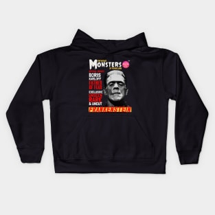 Vintage Pulp horror Frankenstein Horror Magazine Kids Hoodie